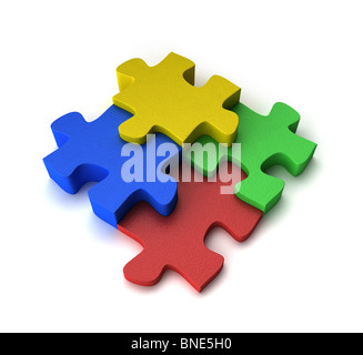 Four puzzle pieces Stock Photo