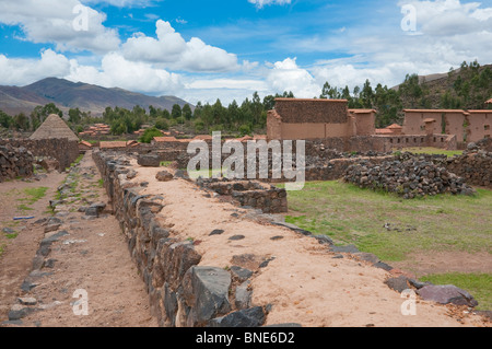 The archeological ruins of the Temple of Wiracocha in Racchi, Peru, South America. Stock Photo