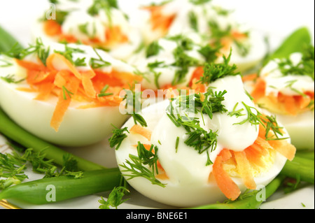 Fresh eggs with vegetables