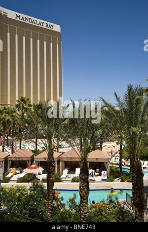 Mandalay Bay resort Las Vegas part of the 2006-10 CityCenter redevelopment, with pools and gardens Stock Photo