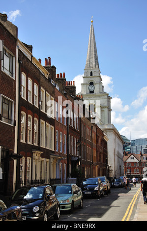 Fournier Street showing Christ Church, Spitalfields, The London Borough of Tower Hamlets, London, England, United Kingdom Stock Photo