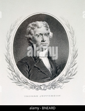 Thomas Jefferson, third President of United States, engraving, (1743-1826) Stock Photo