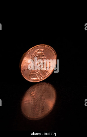 US Penny with Black Background Stock Photo