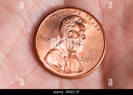 US Penny close up shot Stock Photo