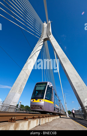 tram crossing, Luas bridge, Dundrum, Dublin, Ireland. Stock Photo