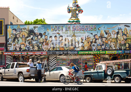 Hoarding of a Beatles song of a trendy vintage store, Austin, Texas, USA Stock Photo