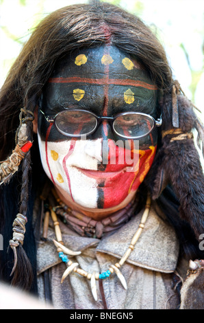 Portrait of a Native American with spectacles in Texas, USA Stock Photo