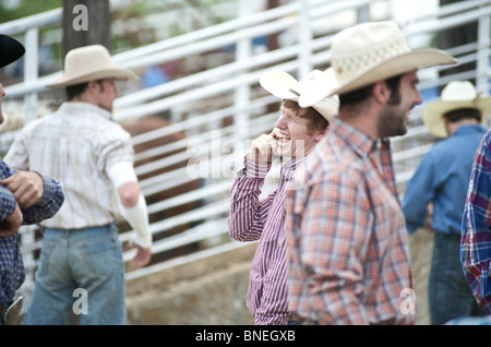 Cowboy members of  PRCA  rodeo event in Bridgeport, Texas, USA Stock Photo