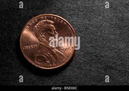 US Penny with Black Background Stock Photo