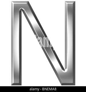 3d silver letter N Stock Photo