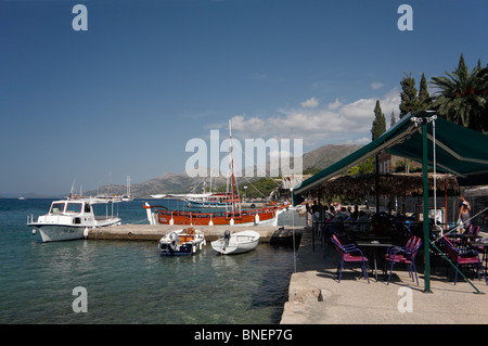 Harborside bar Kolocep South Dalmatia Croatia croatian Elaphite Elafiti islands near Dubrovnik Stock Photo