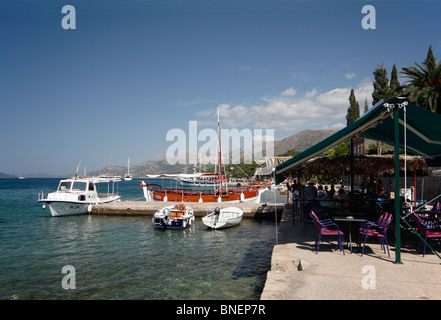 Harborside bar Kolocep South Dalmatia Croatia croatian Elaphite Elafiti islands near Dubrovnik Stock Photo