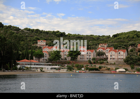 Hotel Villas Kolocep Donje Celo harbour, Kolocep, South Dalmatia Croatia one of the Elaphite islands near Dubrovnik Stock Photo