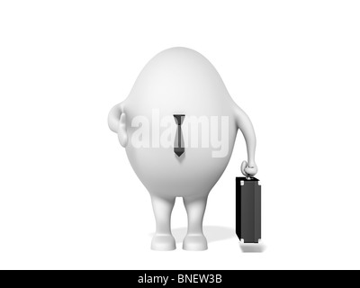 Businessman character with a briefcase stretching his hand forward for a handshake. 3D illustration isolated on white background Stock Photo