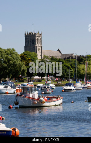 Christchurch Priory and River Stour, Dorset, UK Stock Photo