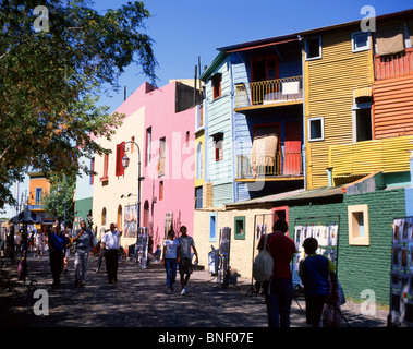 Pastel-coloured buildings, Caminito Street, La Boca, Buenos Aires, Argentina