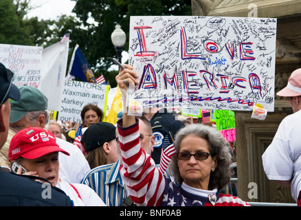 Tea Party protesters on September 12, 2009 on the US Capitol Building grounds in Washington D.C. Stock Photo