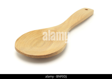 Large wooden spoon isolated on white background Stock Photo