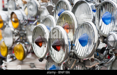 Headlights on a Custom Lambretta scooter Stock Photo