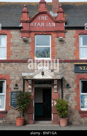 Frontage to the Star Inn, well-known and award winning pub in Crowlas, Cornwall. Stock Photo