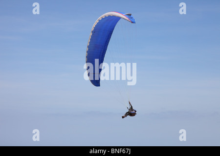 Paraglider Flying Over the Dunes du Pyla Near Arachon France Stock Photo