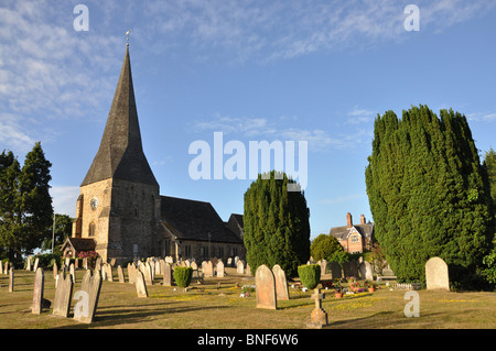 St Mary's Church with its vicarage in Billingshurst, West Sussex, UK. Church of England, dates to 12th century Stock Photo