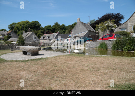 The village duck pond in the village of Worth Matravers, Isle of Purbeck, Dorset, UK Stock Photo