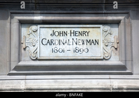 Inscription on statue of Cardinal Newman, Brompton Oratory, London Stock Photo