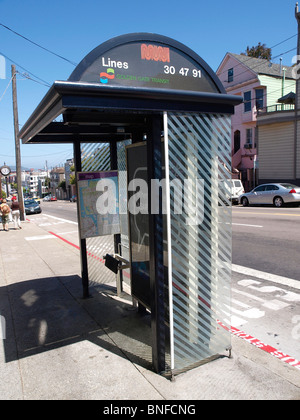 San Francisco MUNI bus stop North Point Street and Hyde Stock Photo