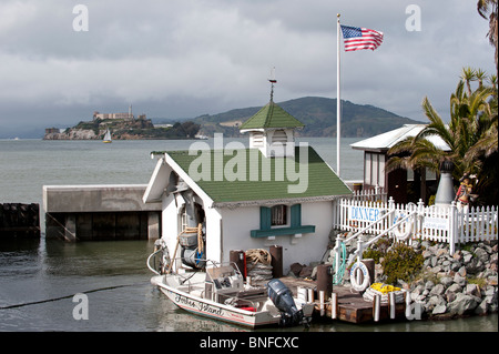 Forbes Island and Alcatraz San Francisco Bay California USA Stock Photo