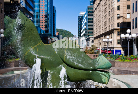 Sculpture and Fountain Place Ville Marie downtown Montreal Stock Photo