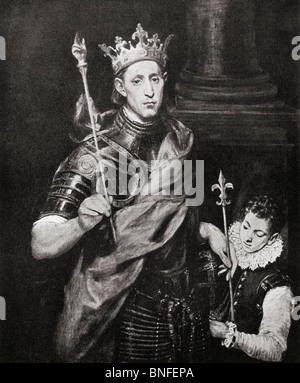 Louis IX, 1214 to 1270, commonly Saint Louis, King of France. Stock Photo