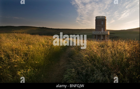 Sunrise over Clavell's Tower at Kimmeridge Bay, Isle of Purbeck, Dorset Stock Photo