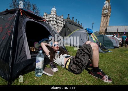 Democracy Village Parliament Square peace camp May1st - July 19th 2010woman Stock Photo