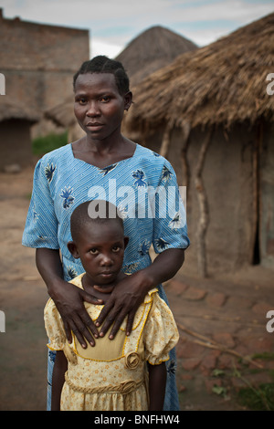 Woman and her daughter in village in Amuria District, Uganda, East Africa