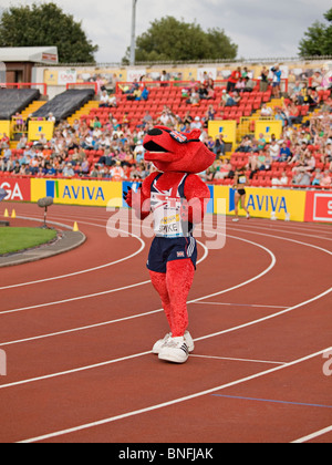 Spike, the mascot for UK Athletics during Diamond League Aviva Grand Prix in Gateshead 2010 Stock Photo