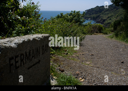 Clifftop pathway above Fermain bay, Guernsey Stock Photo