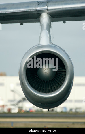 Close up of a Honeywell LF507 turbofan engine on an Avro RJ85 passenger plane Stock Photo