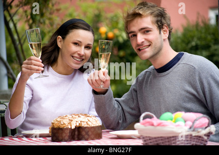 couple toasting,easter Stock Photo