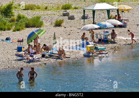 Turbigo bridge, Ticino river, Italy Stock Photo