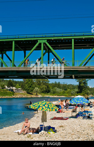 Turbigo bridge, Ticino river, Italy Stock Photo