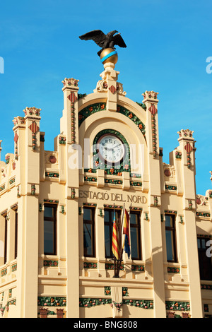 Detail of Estacion del Norte or north train station in Valencia, Spain. Stock Photo