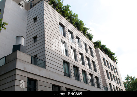 Trees on top of a modern building, Stirling Square Building near Carlton House Terrace, London, UK Stock Photo
