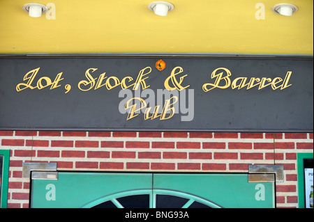 THe Lock Stock and Barrel Pub sign in Singapore, home of expats and various soccer supporters clubs Stock Photo