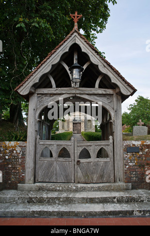 St Mary Glynde,  a rare 18th century church view through the church gate Stock Photo