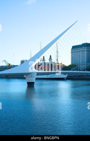 Puente De La Mujer Bridge Of The Women designed by Santiago Calatrava Buenos Aires Argentina Stock Photo