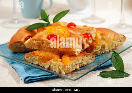Pine nuts and fruit cake. Recipe available. Stock Photo