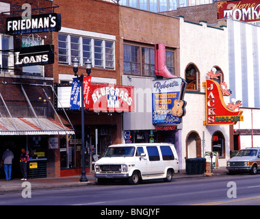 Restaurants and music bars, Broadway, Nashville, Tennessee, United States of America Stock Photo