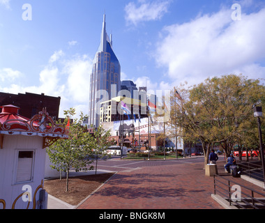 Riverfront downtown view, Broadway, Nashville, Tennessee, United States of America Stock Photo