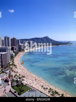Waikiki Beach and Diamond Head at golden hour Stock Photo - Alamy